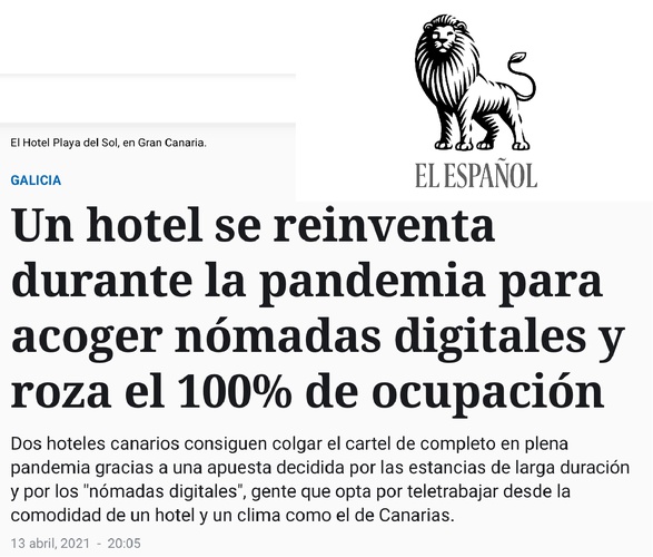 Un hotel se reinventa durante la pandemia para acoger nómadas digitales y roza el 100% de ocupación Apartamentos Playa del Sol Maspalomas